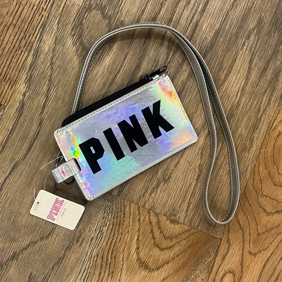 ✶Free!✶ PINK Wristlet + Lanyard Key Ring | FREE w/ $44 Purchase | Silver & Black - Picture 3 of 11
